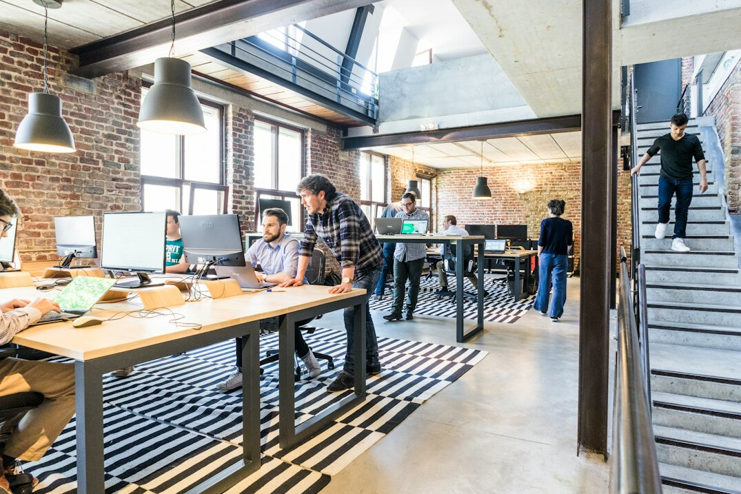 healthy employees in modern office