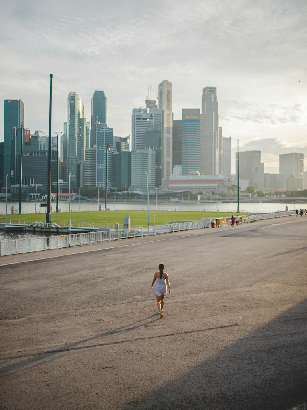 executive jogging in city