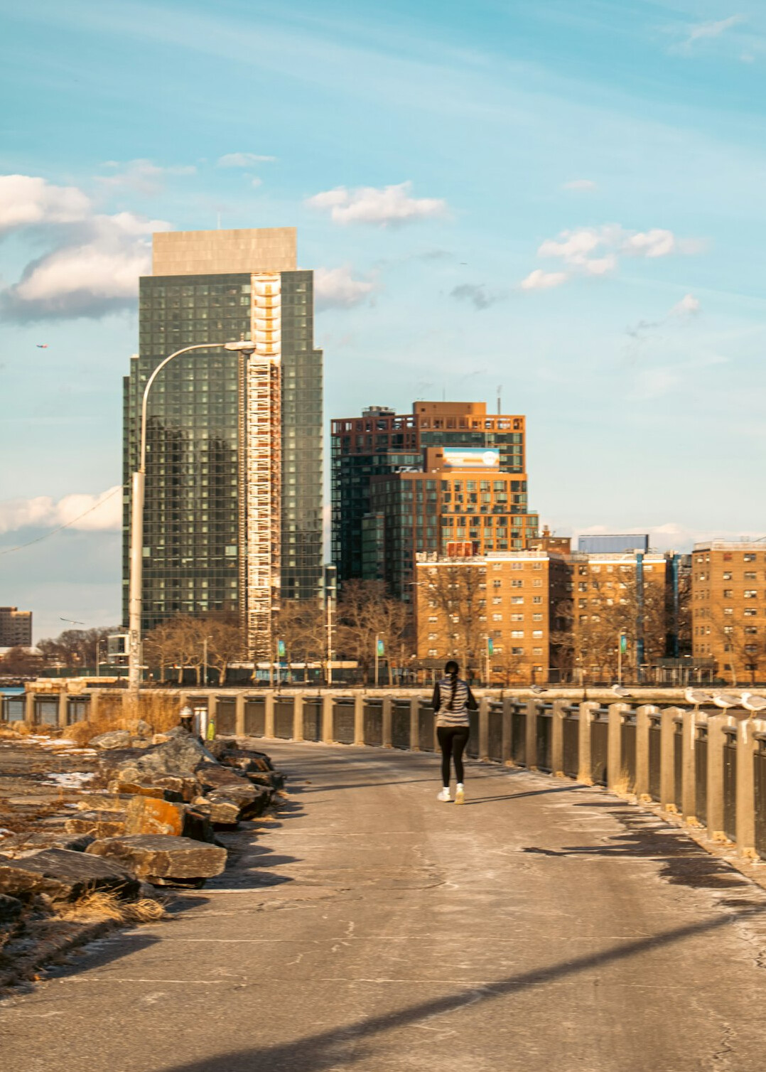 executive jogging in city